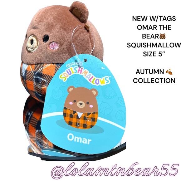 NW/TAGS OMAR THE BEAR 🐻 IN FLANNEL SHIRT SQUISHMALLOW-SZ 5”AUTUMN COLLECTION - Picture 5 of 9